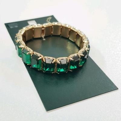 دستبند بنگل کشی طلایی کریستالی سبز رنگ ، کار فوق العاده زیبا و درخشان