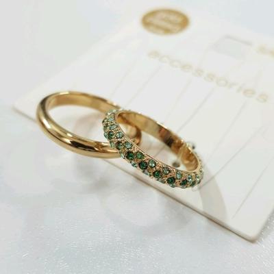 پک دو عددی انگشتر آبکاری طلا نگین دار ، کار فوق‌العاده زیبا و درخشان