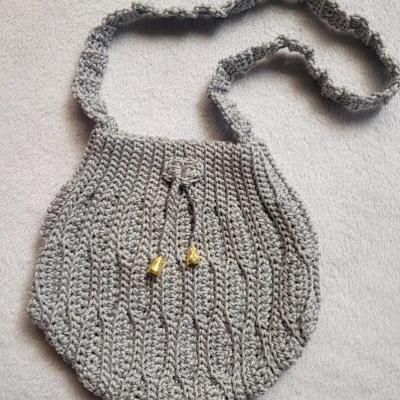 کیف زنانه رنگ نقره ای مکرومه بافی دستبافت