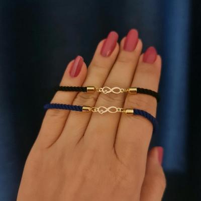 دستبند با پلاک طلا طرح بی نهایت و قلب