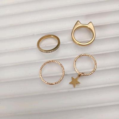 پک چهار عددی انگشتر رنگ ثابت باآویز ستاره-157401