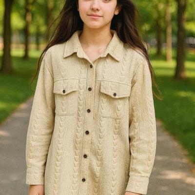 شومیز دخترانه مراکشی آستین بلند و دو جیب