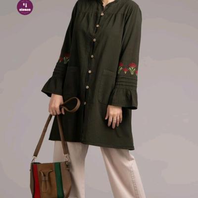 مانتو دانشجویی اسپرت الیاف طبیعی گلدوزی مدل آیلین