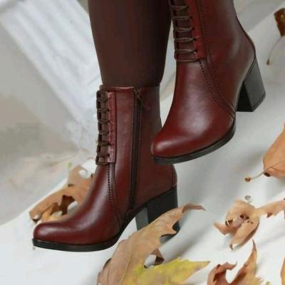 پوتین زنانه رویه وپشت چرم درجه یک پاشنه 6سانتی پیو سایز 37تا40