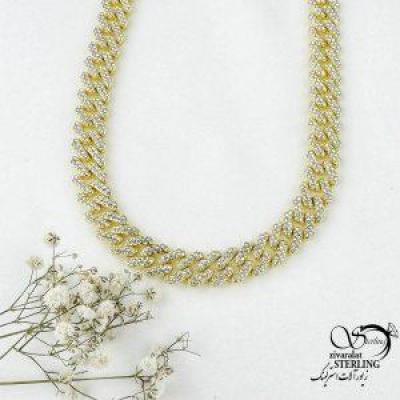 زنجیر کارتیر نگین دار طرح طلا کد 15991