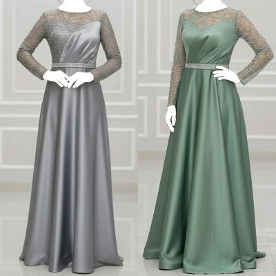 لباس مجلسی ماکسی پوشیده ساتن سایز بزرگ صد ف