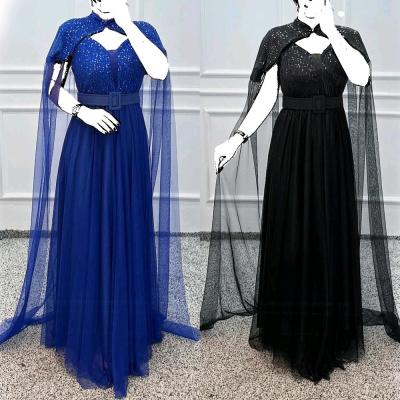 لباس مجلسی ماکسی تور پولک شنل دار سایز بزرگ آرو شا