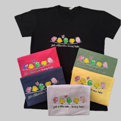 تیشرت زنانه جنس نخ پنبه طرح پرنده