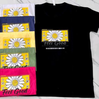 تیشرت زنانه جنس نخ پنبه طرح گل