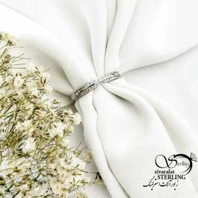 انگشتر زنانه نقره طرح طلا با نقره ایتالیا کد 20263