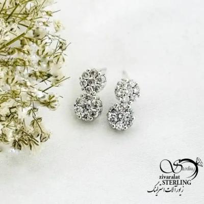 گوشواره میخی نقره طرح دایره ای عیار925 کد 20269