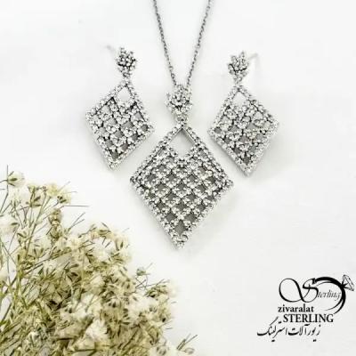 نیمست لوزی طرح مدرن جواهری نقره 925ایتالیا کد 20280