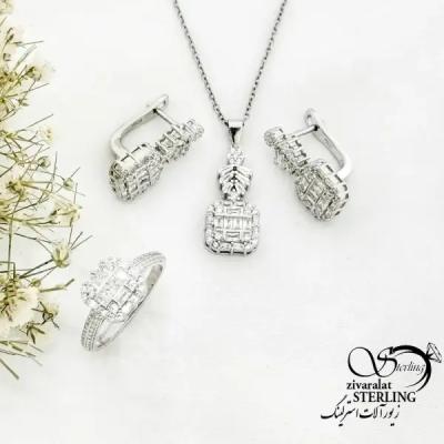 نیمست جواهری امرالدکات نقره 925عیار ایتالیا کد 20282