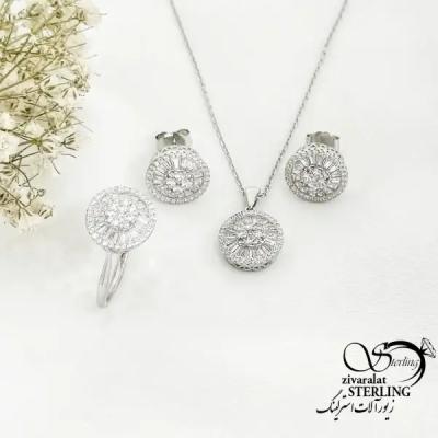 نیمست طرح دایره نگین دار نقره 925 ساخت ایتالیا زنانه کد 20283