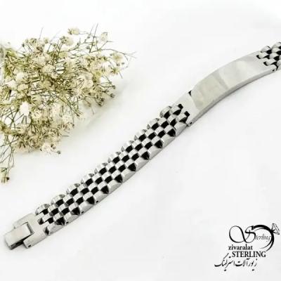 دستبند رولکس پلاک دار سفید مردانه برند استیل کد 20169