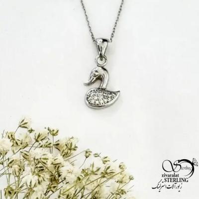 گردنبند طرح قو با نگین اتمی نقره 925عیار ایتالیا کد 20302