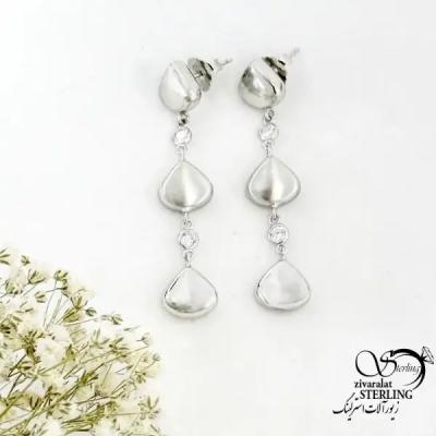 گوشواره میخی آویز کلاسیک نقره ایتالیا کد 20303