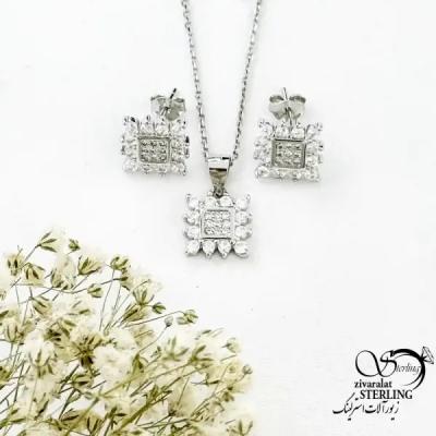 نیمست مربع جواهری نقره ایتالیا 925عیار کد 20315