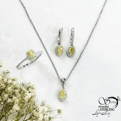 نیمست 925عیار با نگین زرد طرح طلا ایتالیایی کد 20325