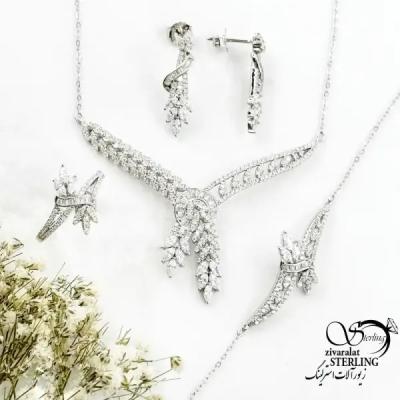 سرویس جواهری طرح خوشه با عیار925 کد 20327