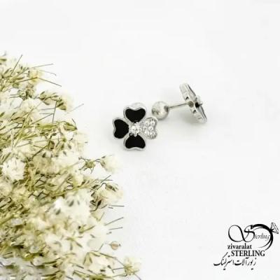 پیرسینگ نقره گوش طرح گل کد 20343