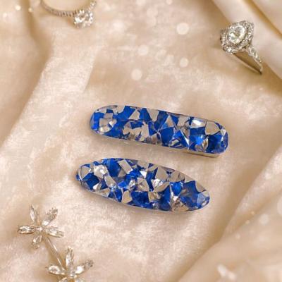 گیره رزینی آبی نقره‌ای جفتی