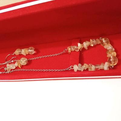 ست گردنبند و گوشواره سنگ معدنی سیترین