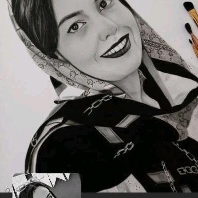 تابلوی نقاشی چهره سیاه قلم