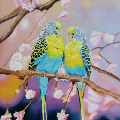 تابلو نقاشی پرنده رنگ روغن