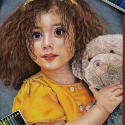 نقاشی چهره رنگی پاستل