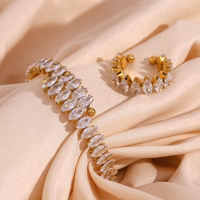 ست بنگل و انگشتر نگینی لوکس استیل