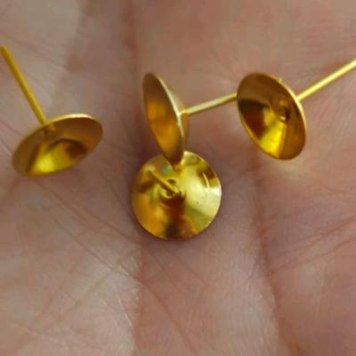 میخ گوشواره طلایی ته گرد بشقابی 10 عددی