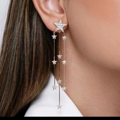 گوشواره ژوپینگ ستاره نگین دار آویز طلایی اورجینال XUPING