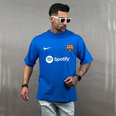 تیشرت تیم فوتبال لباس بارسلونا رنگ آبی کاربنی