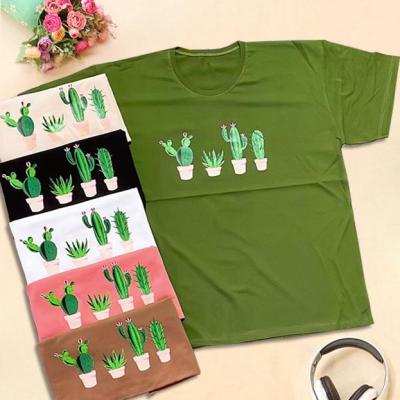 تیشرت قواره بزرگ نخ پنبه سوپر عرض 60 زنانه کاکتوس (بیگ
