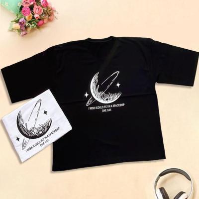 تیشرت باکسی نخ پنبه سوپر زنانه ماه