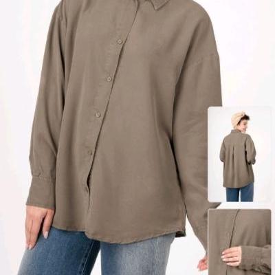 مانتو اسپرت زنانه کتان سیلک کتان ترک مدل شومیز اسپرت