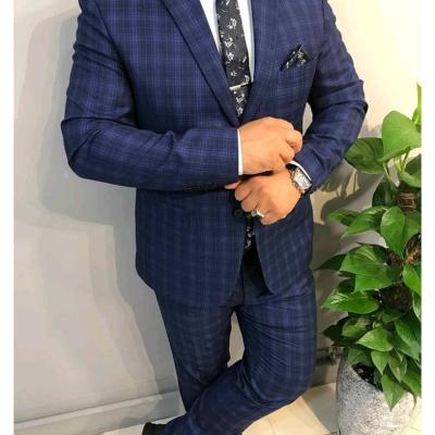 کت و شلوار چهارخانه پیچازی مردانه سرمه ای سایز 48