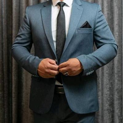 کت و شلوار حصیری پارچه بدر مردانه آبی نفتی سایز 58