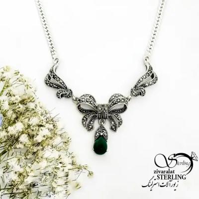 گردنبند نقره ایتالیایی سیاه قلم با عیار925 کد 19617