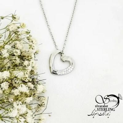 گردنبند قلب نقره 925 عیار کد 19621