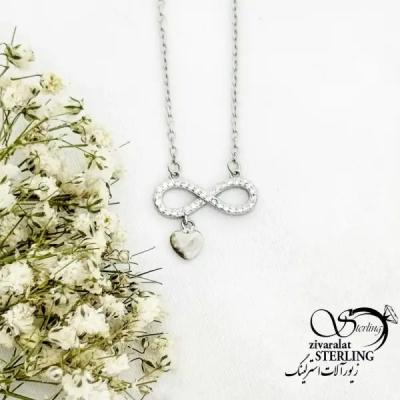 گردنبند نقره بینهایت آویز قلبی عیار 925 کد 19623