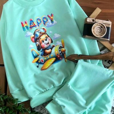 بلوز شلوار کارتونی طرح تدی هواپیما