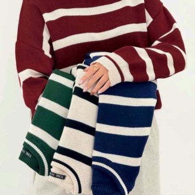 بلوز بافت یقه شل راه راه کد 96505-157187