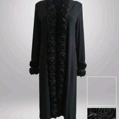 مانتو مجلسی کرپ FENDI مدل مدل لباس مجلسی زنانه با گل‌های زیبا سرآستین وتمام جلو لباس تاپشت گردن