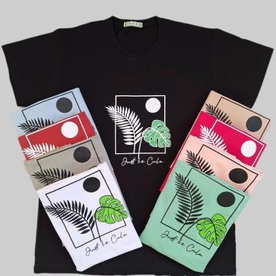 تیشرت زنانه نخ پنبه طرح پرگ