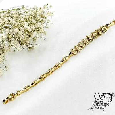 دستبند طرح طلا نگین دار کد 20345