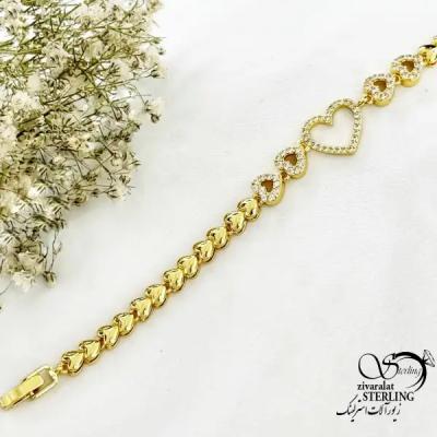 دستبند طرح قلب نگین دار جواهری کد 20461