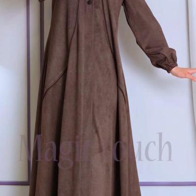 رویه زنانه مخمل مدل مانتو مخمل کبریتی مغزی دوزی بلند