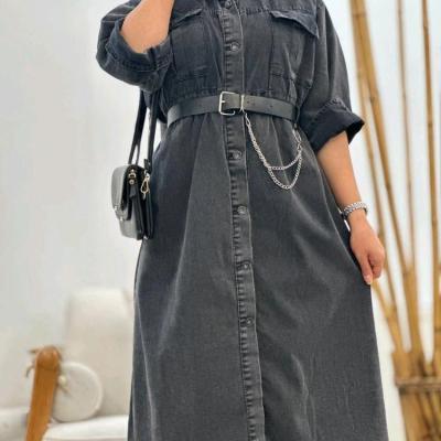 پیراهن زنانه جین مدل ماکسی ترمه